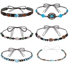 6Pcs Cowboy Hat Bands Ethnic Western Hat Bands for Cowboy Hats Leather Cowgirl T