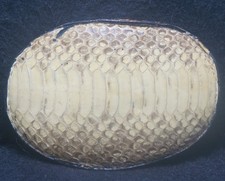 XD15112 VINTAGE 1970s  SNAKESKIN  REPTILE FASHION UNISEX LEATHER BELT BUCKLE