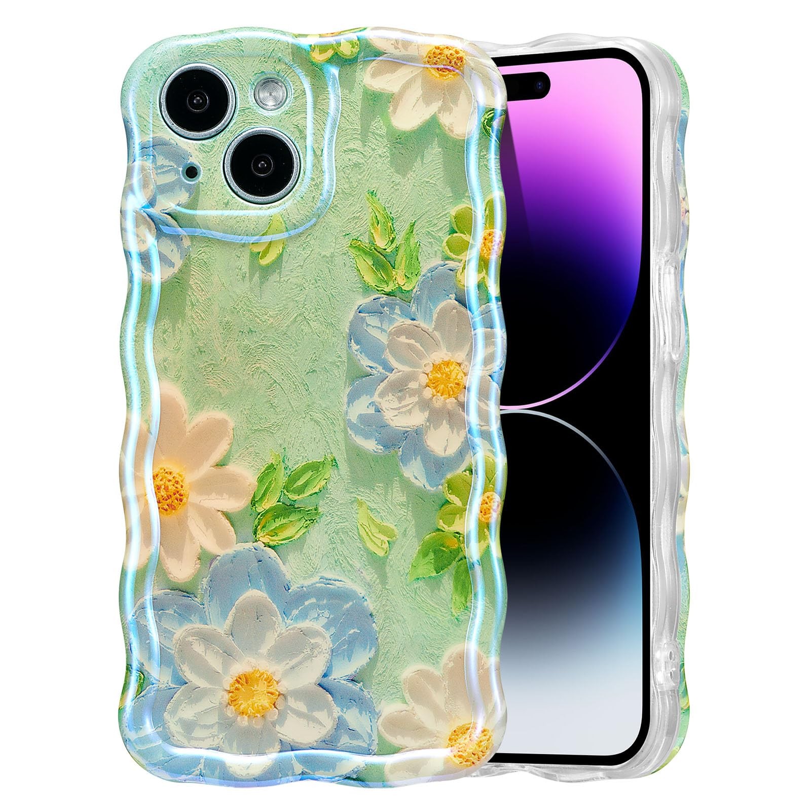 Étui iPhone 13 fleur peinture vintage pour éviter les rayures et le jaunissement