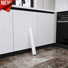 Glossy White Self Adhesive Wallpaper PVC Waterproof Cabinet Furniture Film Roll