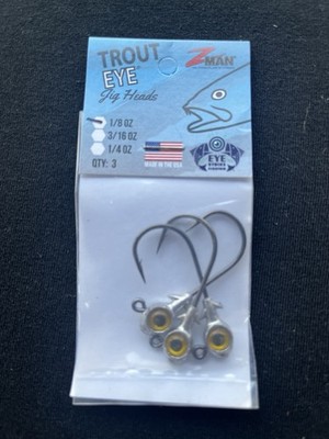 Z-Man Trout Eye Jig Heads Gold 1/8 oz Trout 3 Pack Mustad UltraPoint Hooks
