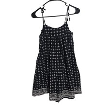Gap Sleeveless Sundress Size XL Black White Geometric Print Side Zip Tie Straps