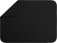 Dish Drying Mat 18 x 24 Inches XL Black Microfiber Polyester Absorbent Counter
