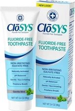 CloSYS Fluoride Free Toothpaste, Travel Size, Gentle Mint, TSA Compliant, 3.4oz