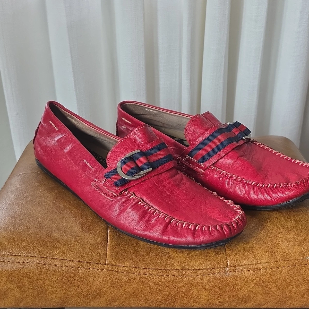Brand new Steve Madden Men\'s Navy Loafers with Red Stripe size 10 HUCKLE Navy Suede Slip-On Men main image 3