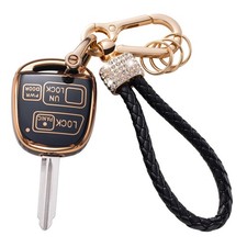 Gematay for Lexus Key Fob Cover with Keychain Lanyard, Soft TPU Black