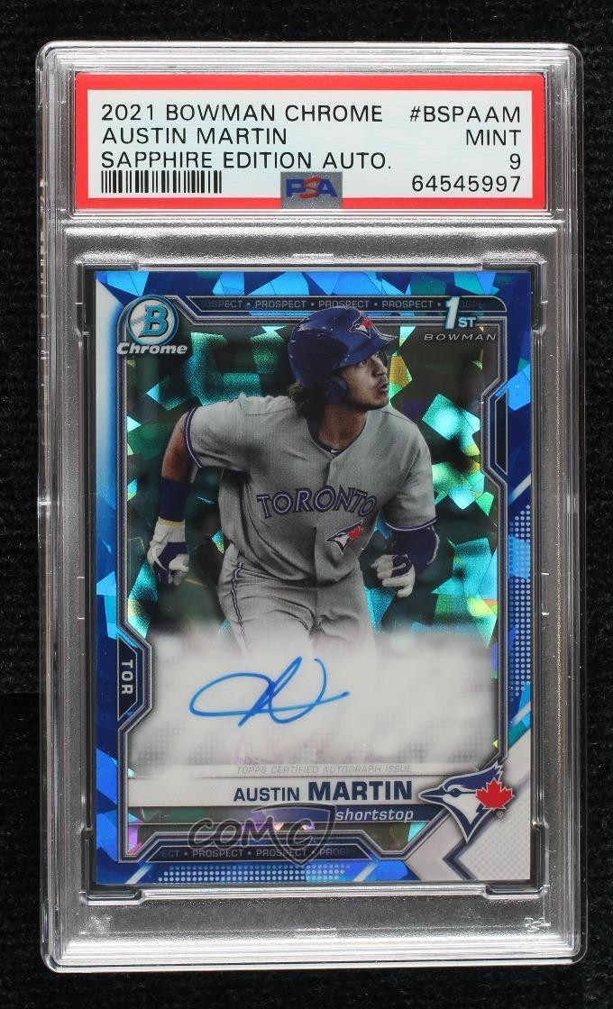 2021 Bowman Sapphire Edition Chrome Prospects Austin Martin PSA 9 MINT Auto 07ca