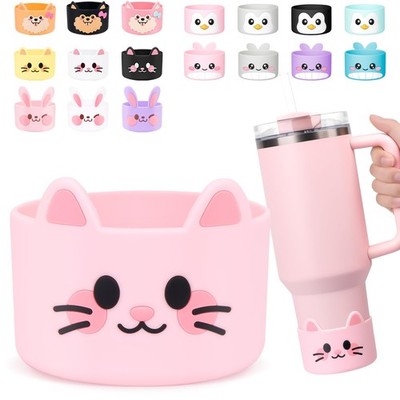 for Stanley Boot, Cute Cat Silicone Boot for Stanley Cup 40 oz Quencher Adven...