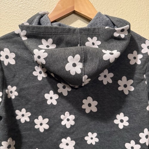 Girl’s L (10/12) Cat & Jack Dark Gray White Flowers Full Zip Hoodie - Picture 10 of 10