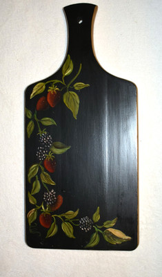 Vintage Signed Unique Hand-Painted Wooden Cutting Board