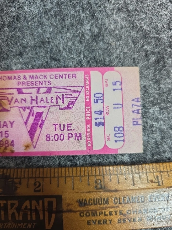 Vtg Rare 1984 Van Halen Ticket Stub "1984 Tour" May 15 1984 Thomas Mack Center - Image 4 of 4