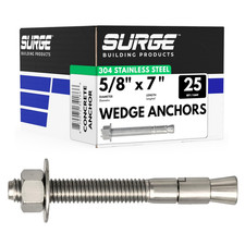 5/8" X 7" 304 Stainless Steel Wedge Anchors for Concrete and Cement | Heavy-Duty