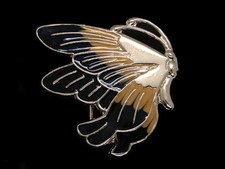 TE15115 VINTAGE 1970s  BUTTERFLY  GOLDTONE FASHION BELT BUCKLE