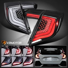Fits Black 2017-2021 Honda Civic Hatchback LED Sequential Signal Bar Tail Lights