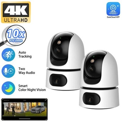 Dual Lens Home Indoor 10X Zoom 4K WiFi Camera Auto Security Protection Monitor