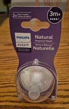 Philips Avent Natural Response Baby Bottle Nipple ~ 3m+ ~ 2 Nipples
