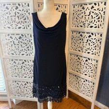 NWT Ellie Tahari Dark Blue Dress Sz L  with Lace and  sparkles on bottom