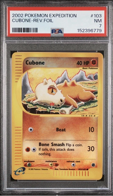 2002 POKEMON EXPEDITION #103 CUBONE-REVERSE FOIL PSA 7
