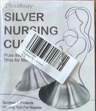 Mozziibazy .999 Silver Nursing Cups with Silicone Ring Nipple Shields New