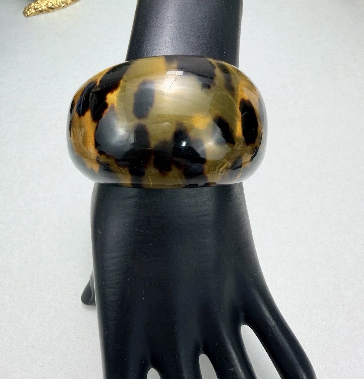 Vintage Translucent Leopard Cuff Bangle Bracelets… - image 2
