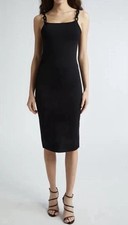 NWT Alice + Olivia Alina Cord Strap Midi Dress - Black (Size M) MSRP $395.00