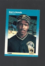 1987 FLEER BARRY BONDS ROOKIE CARD #604 PITTSBURGH PIRATES. rookie card picture