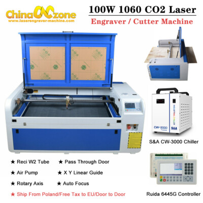 1060 100W CO2 Laser Cutter Engraver Machine Auto Focus Ruida DSP Controller EU