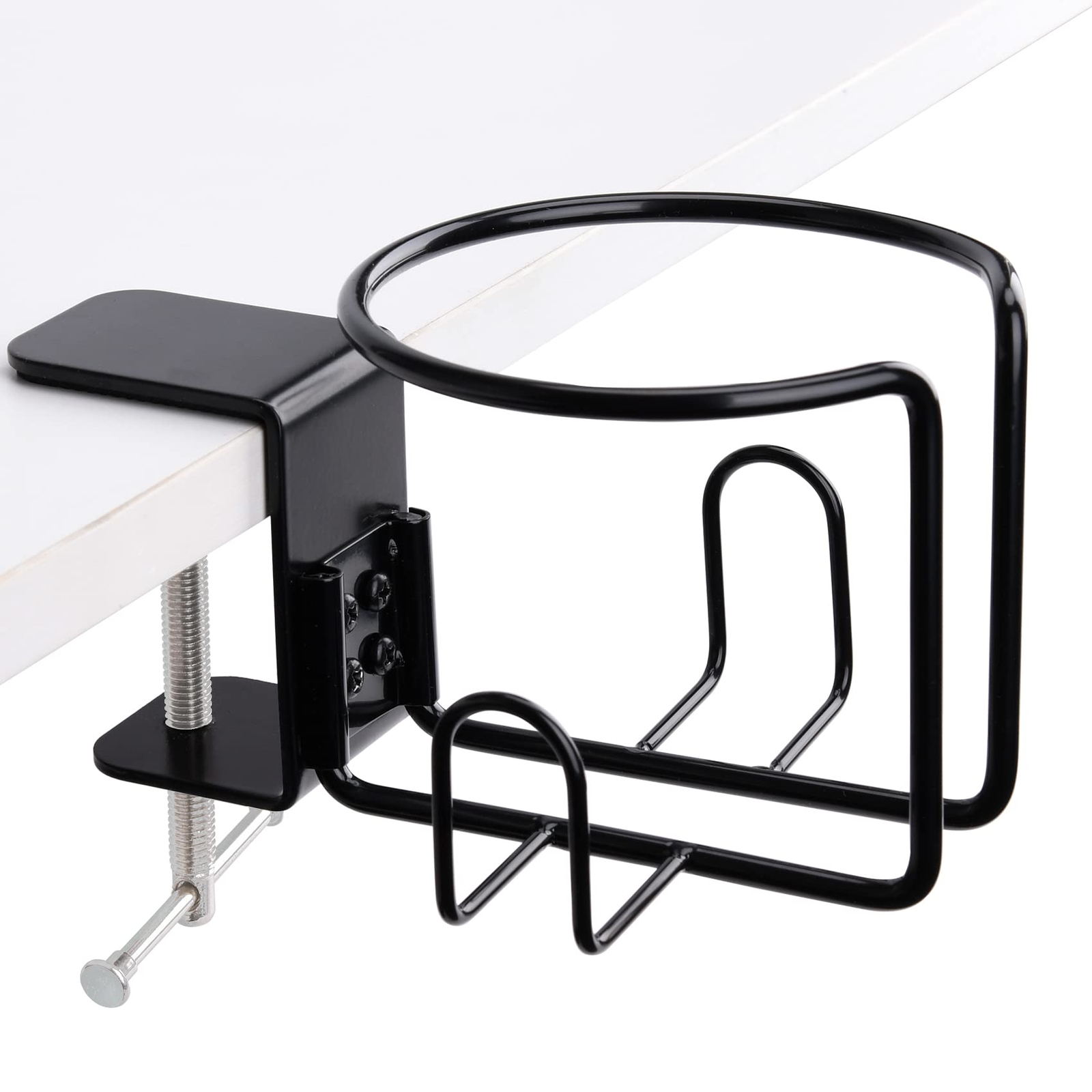 Large Desk Cup Holder, Clip On Table Anti-Spill Cup Holder for Lawn Chair, Ho...