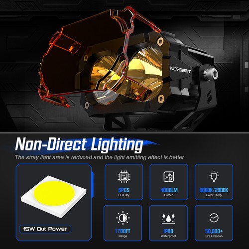 NOVSIGHT 4.5'' LED Work Pods Light Spot Beam Driving Lamp Offroad ATV UTV Pair - Picture 8 of 15