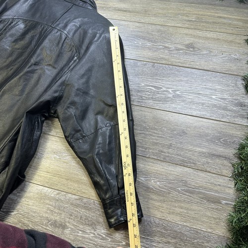 Vintage Leather Coat Size Medium Genuine Black Leather By General Clothing 90’s - Picture 18 of 21