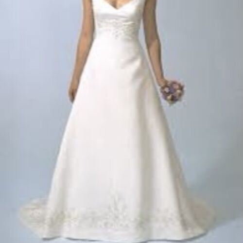 Casablanca Wedding Dress 12 Womens Ivory ALine V Neck Beaded Enduring Grace 1631 - Picture 3 of 12