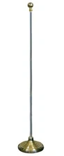 8ft Indoor Flag Pole Kit Ball Topper 8' Telescoping Flag Pole & Base - SILVER