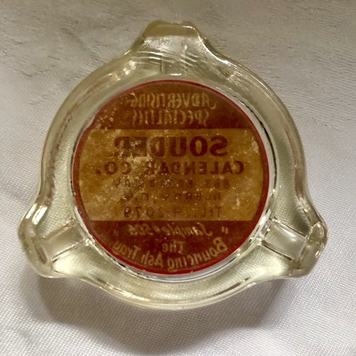 Rare “ADVERTISING ASHTRAY” SOUDER CALENDER CO. “Bouncing Ashtray” - Picture 3 of 3