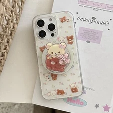 Windmill Rilakkuma Mag Safe Holder Case Cover For iPhone 16 Pro Max 15 14 13