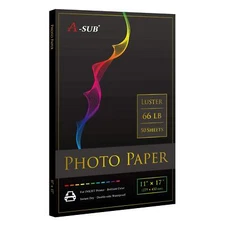 50 Sheets Premium Photo Paper Luster 11x17 Inch 66lb for Inkjet Printers