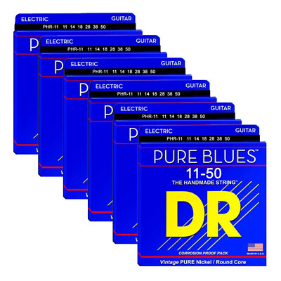 6 Sets DR Strings Pure Blues Electric Guitar Strings Pure Nickel Heavy 11-50