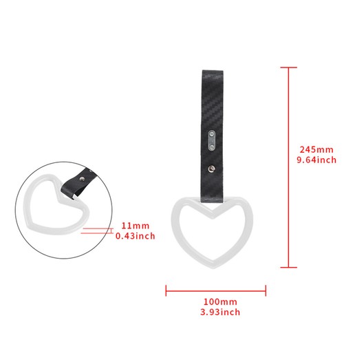 Car Accessory JDM Heart Shape TSURIKAWA White Ring Carbon PVC Handle Strap X2 - Picture 1 of 4