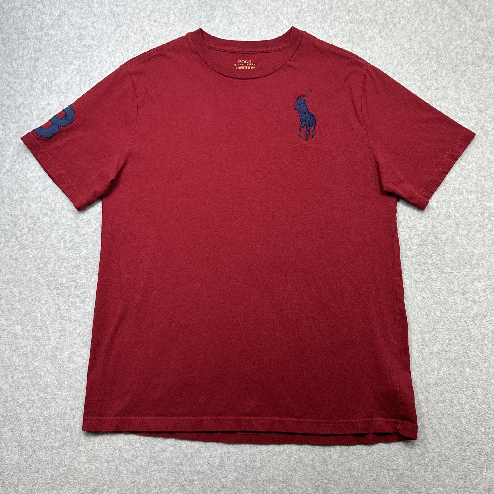 Polo Ralph Lauren Big Pony Tee Youth XL logo grafico casual rosso scuola preppy