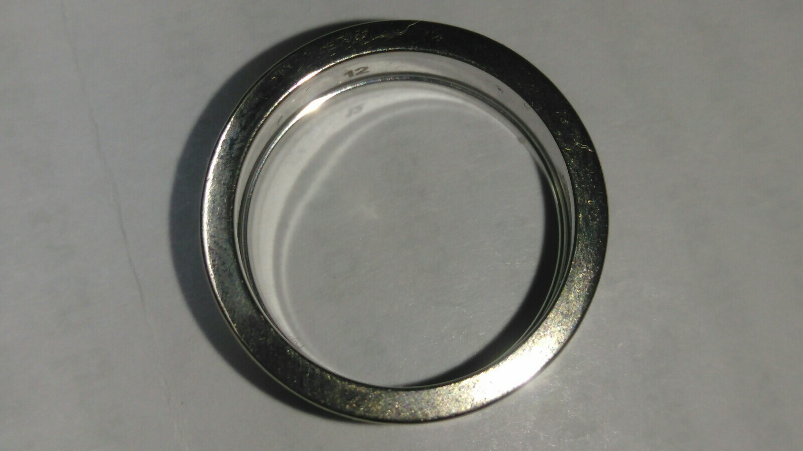 Solid 18k white gold Gucci monogram band ring 8.0… - image 7