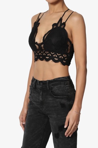 Reggiseno TheMogan PLUS con spalline incrociate elasticizzato schiena fumè pizzo uncinetto bralette pad top - Foto 47 di 338