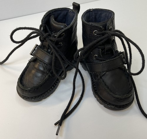 Polo by Ralph Lauren Ranger HI II Black Leather Kids Boots Size5 Toddler Classic - Picture 8 of 9