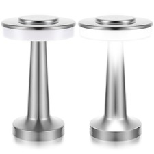 Riakrum Set of 2 LED Portable Metal Table Lamp with Touch Sensor 3 Color Step...