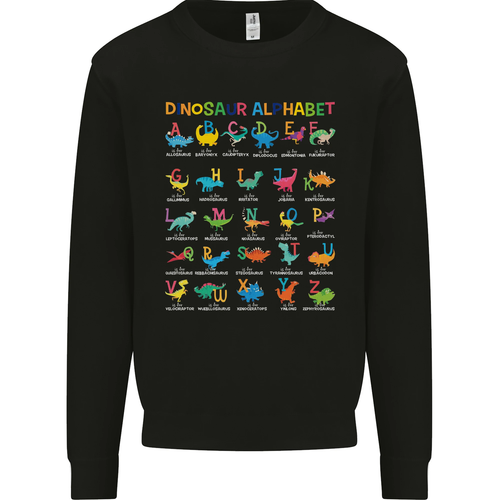 Dinosaur Alphabet T-Rex Funny Kids Sweatshirt Boys Girls Jumper - Picture 14 of 92