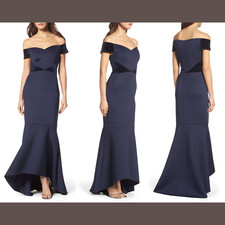 NEW! Eliza J Off the Shoulder High/Low Mermaid Gown Blue [SZ 4P ] #e166
