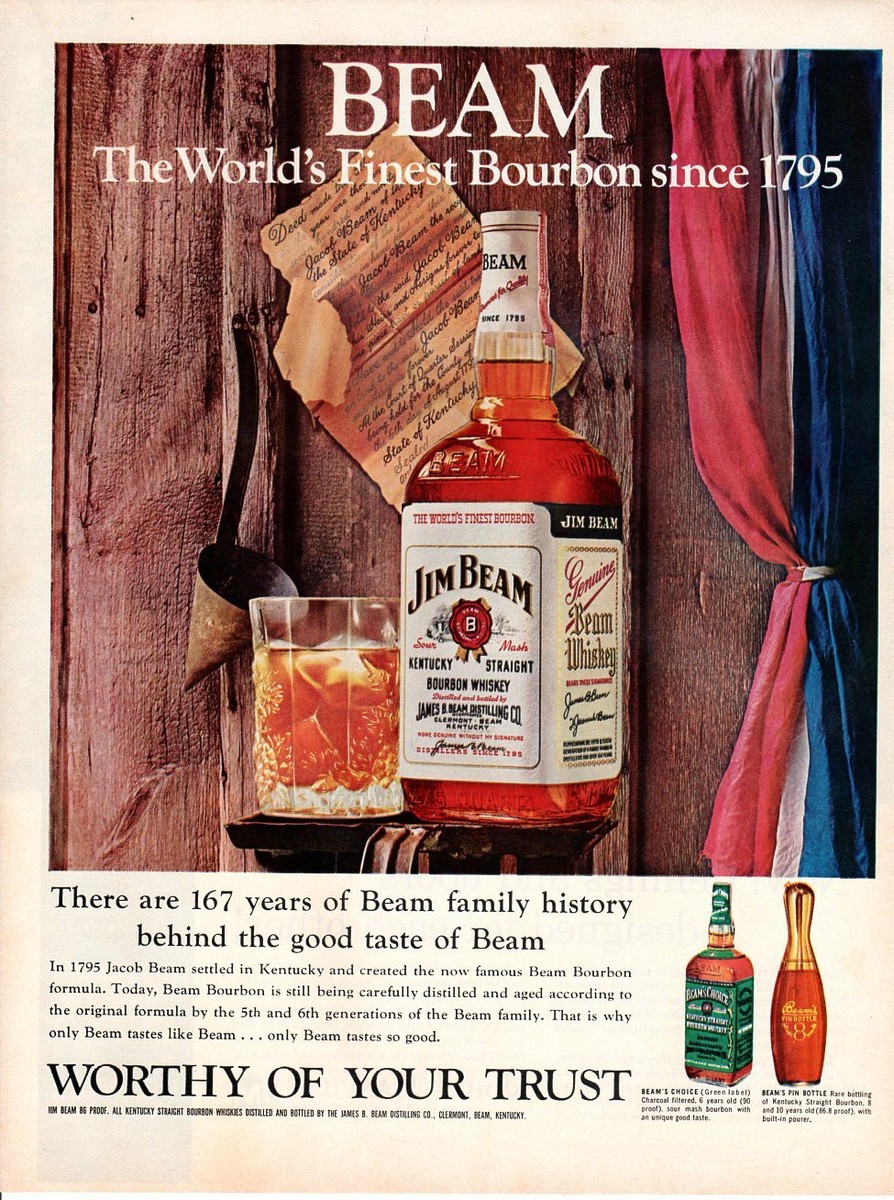 Пару постеров старой рекламы алкоголя. Бурбон Jim Beam История,Алкоголь,Крепкие напитки,Реклама