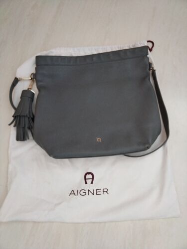 Neuwertige AIGNER Tasche Grau Ledertasche abnehmb. Schulterriemen - Bild 1 von 5