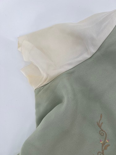 Allison-Che Vintage Kleid Damen 14 salbeigrün Plissee Blumen bestickt Weste - Bild 17 von 19
