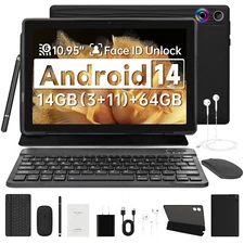 Urao 11 inch Android 14 Octa-Core 12GB RAM+64GB ROM Tablet with Keyboard/Mouse
