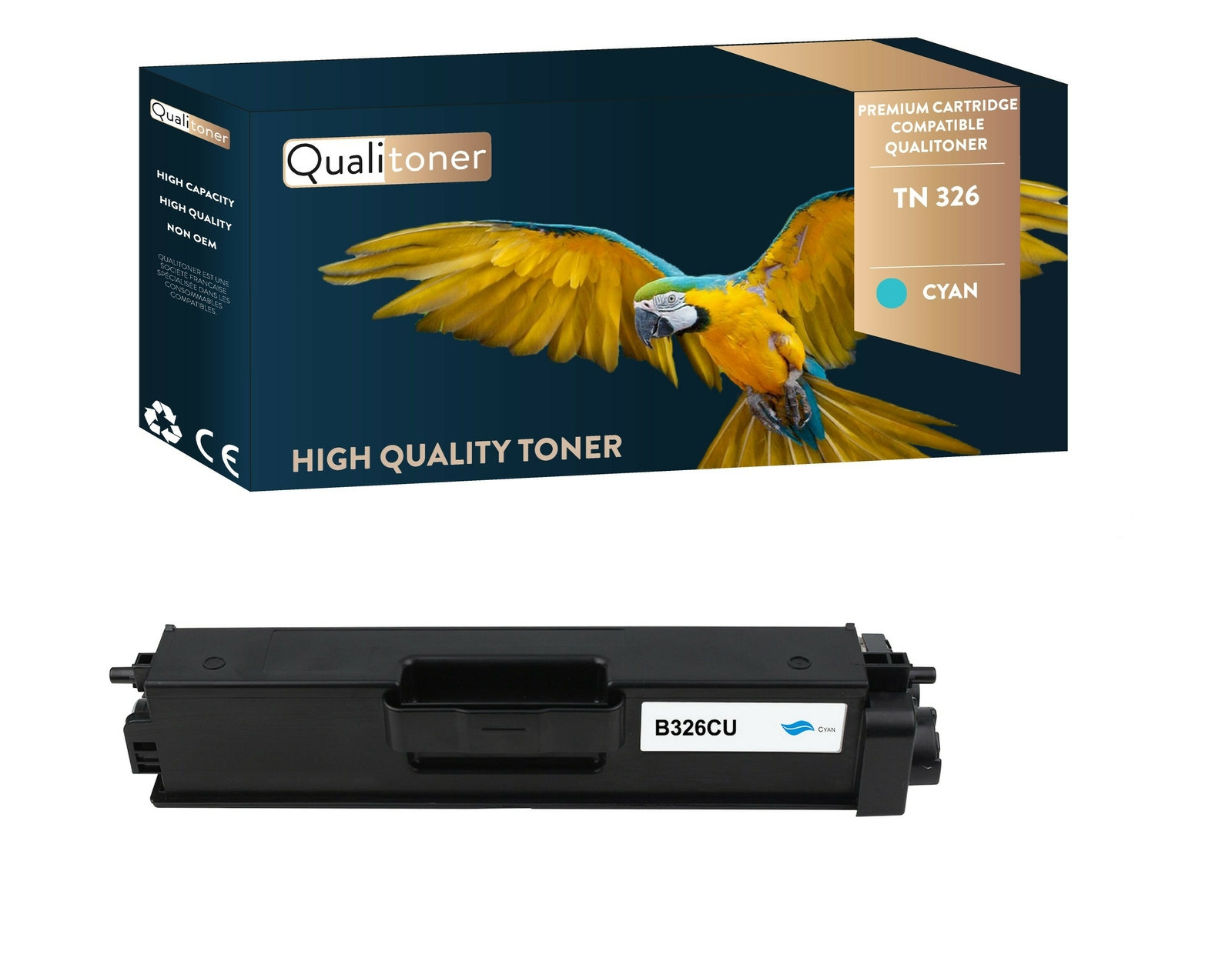 QUALITONER Toner x1 TN326 Cyan Compatible pour Imprimante Laser BROTHER