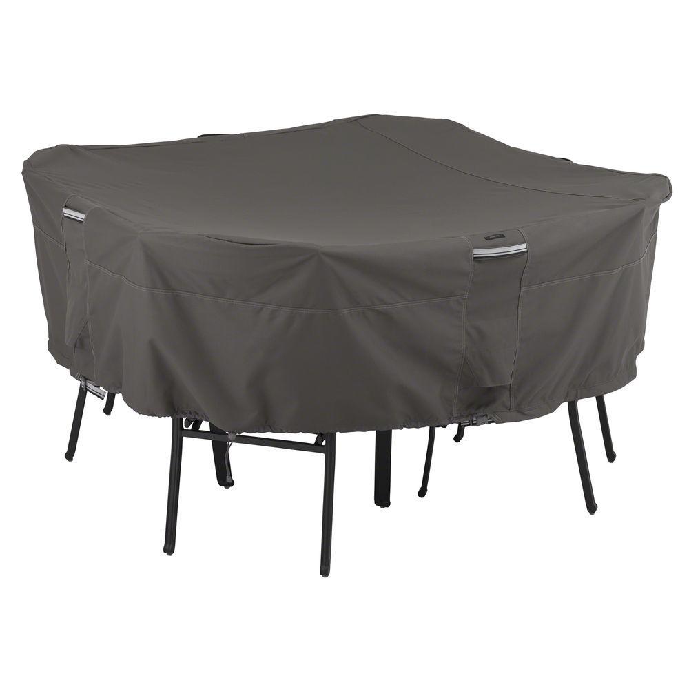 Gray Square Ravenna Polyester Medium Patio Dining Table And Chair Set Cover